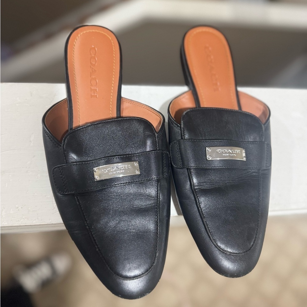 Coach Shea Black Leather Women's Slide
